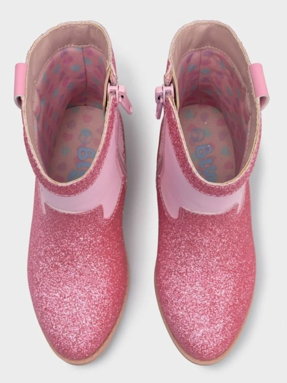 Toddler Westrn Bluey Pink Glitter Light-Up Ankle Boots